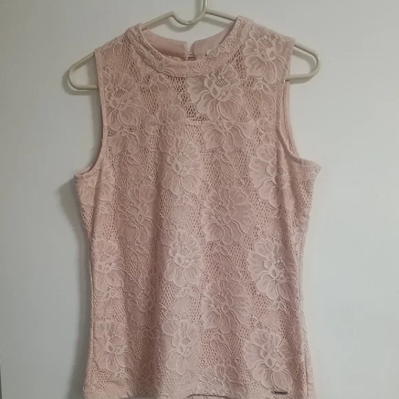 Calvin Klein Blush Floral Lace Sleeveless Blouse - Picture 1 of 6